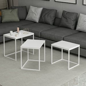 Table gigogne blanche rectangulaire (lot de 3) JENA